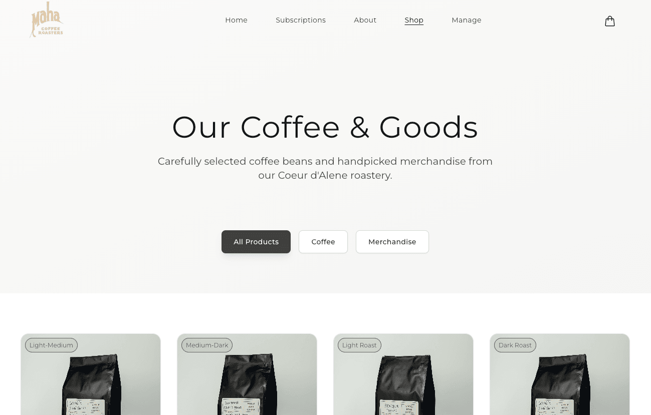 Maha Coffee Roasters - E-commerce Platform